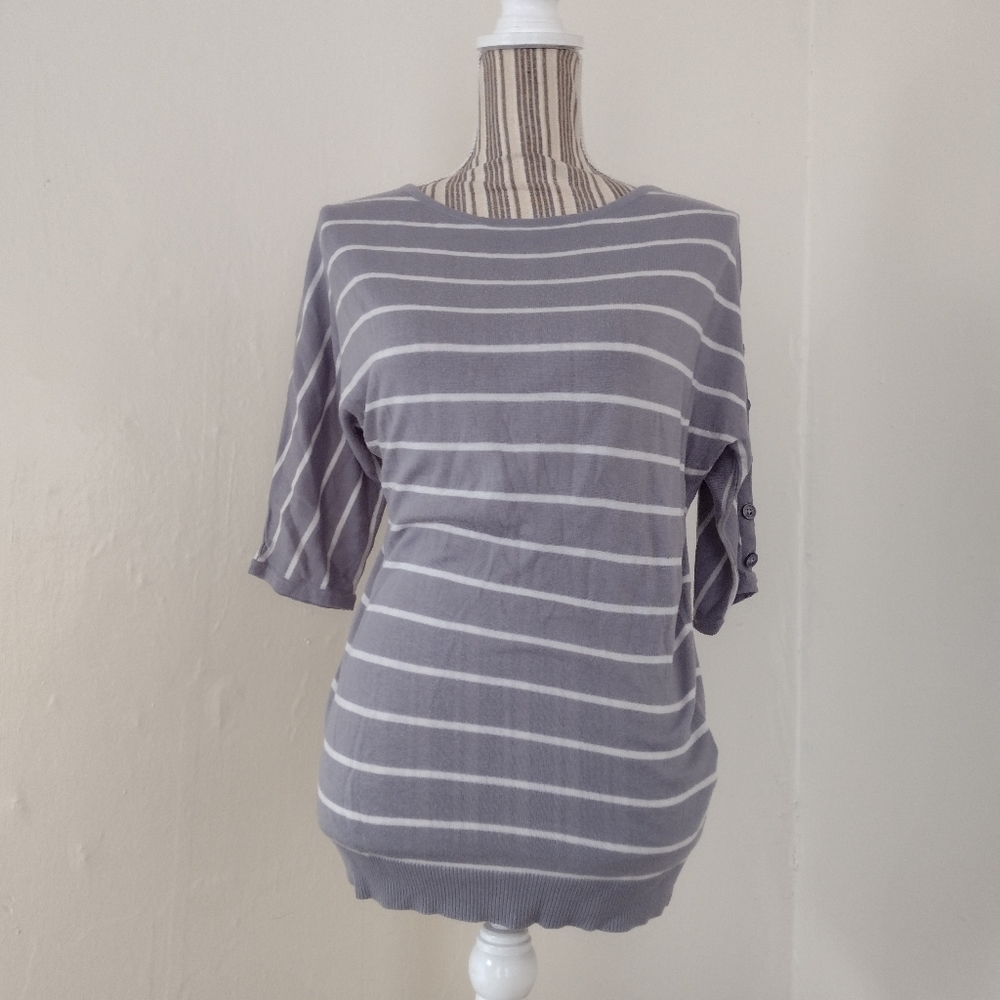 Express Gray Striped Cashmere Blend Dolman Sleeve Sweater Size S
